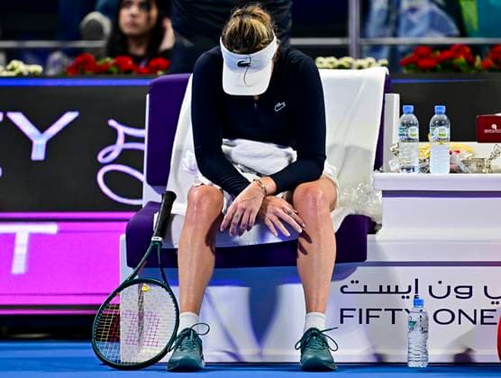 Qatar TotalEnergies Open - Day 6 Anastasia Pavlyuchenkova is reacting during her semifinal match against Elena Rybakina of Kazakhstan at the WTA, Tennis Damen 1000-Qatar TotalEnergies Open tennis tournament at the Khalifa International Tennis Complex in Doha, Qatar, on February 16, 2024. DOHA Qatar  Copyright: xNoushadxThekkayilx originalFilename:varittyakkal-qatartot240216_npQT0.jpg