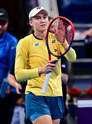Qatar TotalEnergies Open - Day 6 Elena Rybakina of Kazakhstan is celebrating her victory in her semifinal match against Anastasia Pavlyuchenkova at the WTA, Tennis Damen 1000-Qatar TotalEnergies Open tennis tournament at the Khalifa International Tennis Complex in Doha, Qatar, on February 16, 2024. DOHA Qatar  Copyright: xNoushadxThekkayilx originalFilename:varittyakkal-qatartot240216_npyHH.jpg