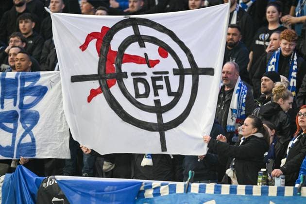 2 Bundesliga Hertha BSC Berlin 1 FC Magdeburg on 16 02 2024 at the Olympiastadion in Berlin Banner Anti DFL MT