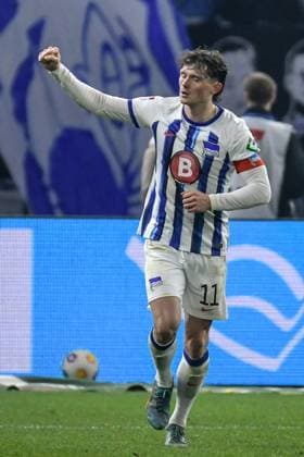 Soccer 2 Bundesliga, Hertha BSC 1 FC Magdeburg 16 02 2024, xdanx, Soccer 2 Bundesliga, Hertha BSC 1 FC Magdeburg, v l Fabian Reese Hertha BSC 11 ,Jubilation after the 3 2 DFL DFB REGULATIONS PROHIBIT ANY USE OF PHOTOGRAPHS as IMAGE SEQUENCES and or QUASI VIDEO Photo Daniel Lakomski Mix1 Berlin Olympiastadion Berlin Berlin Germany EN Copyright: xDanielxLakomskix