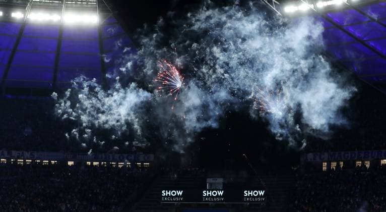 Pyrotechnics, Bengalos, fireworks by Magdeburg fans Sport Football Soccer DFL 2 Bundesliga Men 22 Matchday Season 2023 2024 16 02 2024 Hertha BSC Berlin vs 1 FC Magdeburg FCM DFL regulations prohibit any use of photographs as image sequences and or quasi video