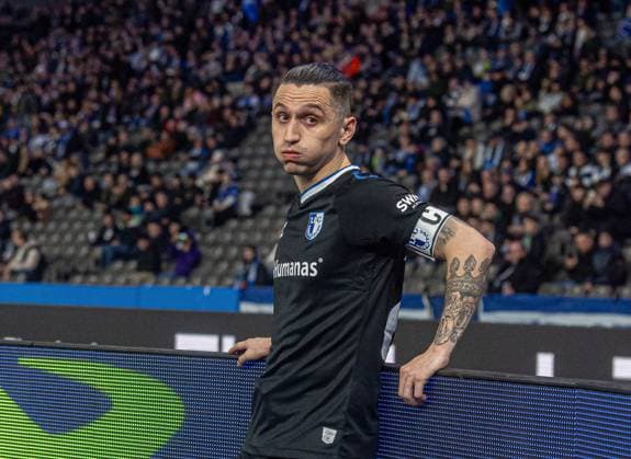 Soccer, Men, Season 2023 2024, 2 Bundesliga 22 Matchday , Hertha BSC 1 FC Magdeburg, Baris Atik 1 FC Magdeburg , 16 02 2024, Copyright: xSebastianxRäppold MatthiasxKochx