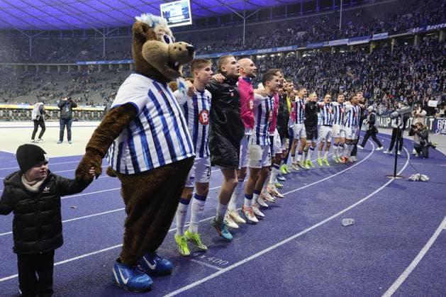 DEU, DFL, 2 FBL, Hertha BSC vs 1 FC Magdeburg, 16 02 2024, Berliner Olympiastadion, Berlin, DEU, DFL, 2 FBL, Hertha BSC vs 1 FC Magdeburg, im Bild DFL regulations prohibit any use of Photographs as image sequences and or quasi video Foto Juergen Engler nordphoto GmbH nordphotoxGmbHx xEngler nph00076