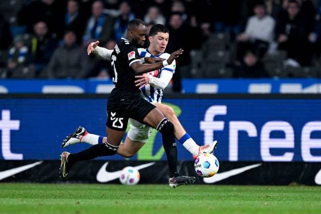 2 Bundesliga Hertha BSC Berlin 1 FC Magdeburg on 16 02 2024 at the Olympiastadion in Berlin Silas Gnaka FC Magdeburg MT