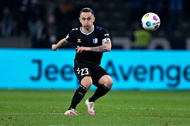 2 Bundesliga Hertha BSC Berlin 1 FC Magdeburg on 16 02 2024 at the Olympiastadion in Berlin BarÄ±s Atik FC Magdeburg on the ball MT