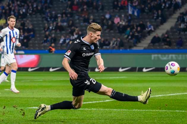 Luca Schuler 1 FC Magdeburg, 26 , Freisteller, Hertha BSC 1 FC Magdeburg, 2 Bundesliga, Fußball, DFB, Spielzeit 2023 2024, 22 Spieltag, Olympia Stadion Berlin, DFB DFL REGULATIONS PROHIBIT ANY USE OF PHOTOGRAPHS AS IMAGE SEQUENCES AND OR QUASI VIDEO, 16 02 2024, Foto HMB Media Uwe Koch Copyright: HMBxMedia UwexKoch