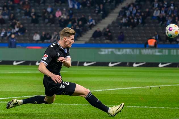 Luca Schuler 1 FC Magdeburg, 26 , Freisteller, Hertha BSC 1 FC Magdeburg, 2 Bundesliga, Fußball, DFB, Spielzeit 2023 2024, 22 Spieltag, Olympia Stadion Berlin, DFB DFL REGULATIONS PROHIBIT ANY USE OF PHOTOGRAPHS AS IMAGE SEQUENCES AND OR QUASI VIDEO, 16 02 2024, Foto HMB Media Uwe Koch Copyright: HMBxMedia UwexKoch