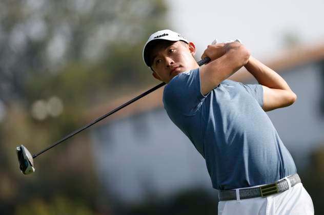 February 16, 2024 Collin Morikawa hits a tee shot on the second hole during the second round of the Genesis Invitational at Riviera Country Club in Pacific Palisades, CA. CSM Pacific Palisades United States of America - ZUMAc04_ 20240216_zma_c04_098 Copyright: xCharlesxBausx