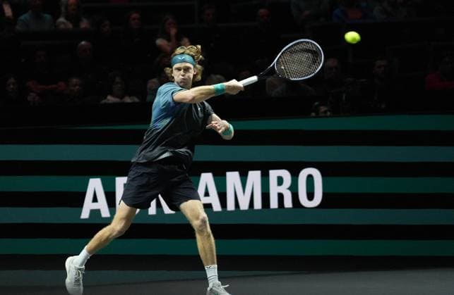 ABN Amro Open - Rotterdam Andrey Rublev of Russia during the ABN Amro Open 2024, ATP, Tennis Herren 500 tennis tournament on February 16, 2024 in Rotterdam, Netherlands. Photo by Laurent Lairys ABACAPRESS.COM Rotterdam Netherlands  Copyright: xLairysxLaurent ABACAx