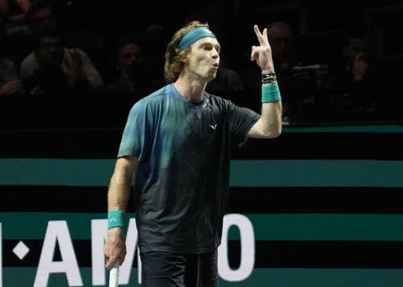 ABN Amro Open - Rotterdam Andrey Rublev of Russia during the ABN Amro Open 2024, ATP, Tennis Herren 500 tennis tournament on February 16, 2024 in Rotterdam, Netherlands. Photo by Laurent Lairys ABACAPRESS.COM Rotterdam Netherlands  Copyright: xLairysxLaurent ABACAx