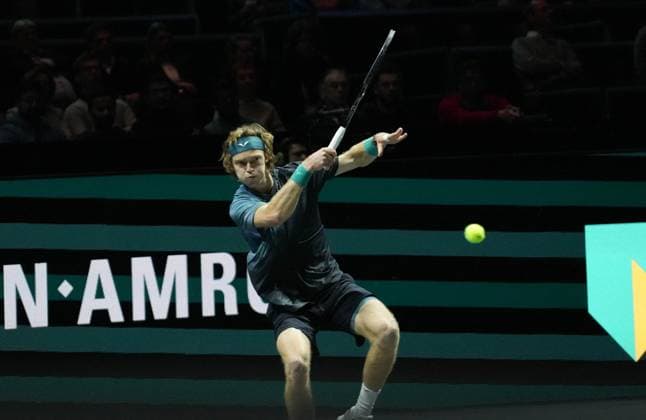 ABN Amro Open - Rotterdam Andrey Rublev of Russia during the ABN Amro Open 2024, ATP, Tennis Herren 500 tennis tournament on February 16, 2024 in Rotterdam, Netherlands. Photo by Laurent Lairys ABACAPRESS.COM Rotterdam Netherlands  Copyright: xLairysxLaurent ABACAx