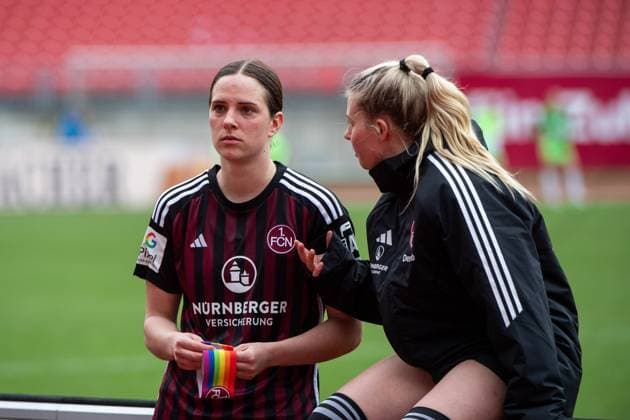 Lara Schmidt FC Nuernberg, 27 , Selma Magnusdottir FC Nuernberg, 37 is disappointed about the defeat, GER, FC Nuernberg vs VfL Wolfsburg, Football Google Pixel Womens Bundesliga, Matchday 14, Season 2023 2024, 17 02 2024 DFB regulations prohibit any use of photographs as image sequences and or quasi video GER, FC Nuernberg vs VfL Wolfsburg, Football Google Pixel Womens Bundesliga, Matchday 14, Season 2023 2024, 17 02 2024 Nuernberg Copyright: xEibner-Pressefoto Memmlerx EP_MMR