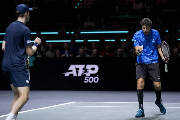 ROTTERDAM - Robin Haase and Botic van de Zandschulp in action against Jackson Withrow and Nathaniel Lammons (United States) on the sixth day of the ABN AMRO Open tennis tournament in Ahoy. ANP SANDER KONING ABN AMRO Open 2024 xVIxANPxSportx xxANPxIVx 491317199 originalFilename: 491317199.jpg