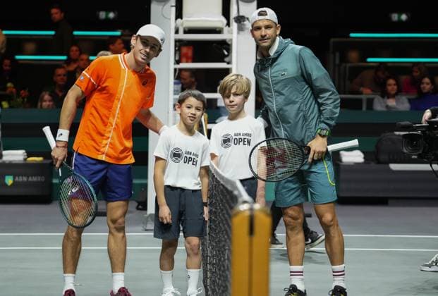 Grigor Dimitrov of Bulgaria and Alexander De Minaur of Australia 1 2 Finale during the ABN Amro Open 2024, ATP, Tennis Herren 500 tennis tournament on February 17, 2024 in Rotterdam, Netherlands - TENNIS : ABN Amro Open 2024 - Rotterdam - 17 02 2024 LaurentLairys Panoramic 