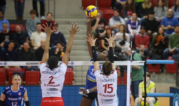 Stuttgart , Volleyball Bundesliga Women Intermediate Round , Allianz MTV Stuttgart vs SC Potsdam , Krystal Rivers Stgt