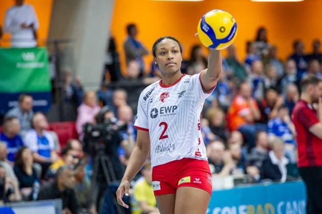 Breland Morrissette SC Potsdam, 02 fzAllianz MTV Stuttgart SC Potsdam, Sport, Volleyball Bundesliga, Frauen, VBL, Saison 2023 24, 17 02 2024, Stuttgart SCHARRena , DEU Allianz MTV Stuttgart SC Potsdam, Sport, Volleyball Bundesliga, Frauen, VBL, Saison 2023 24, 17 02 2024, Stuttgart SCHARRena , DEU Stuttgart Copyright: xSandyxDinkelackerx EP_SDR