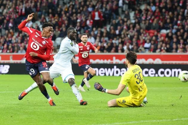 But de Jonathan DAVID (LOSC Lille) lors du match LOSC LILLE vs LE HAVRE, Ligue 1, Decathlon Arena stade Pierre Mauroy, le 17 fà vrier 2024 FOOTBALL : LOSC LILLE vs LE HAVRE - LIGUE 1 - 17 02 2024 LaurentSanson Panoramic