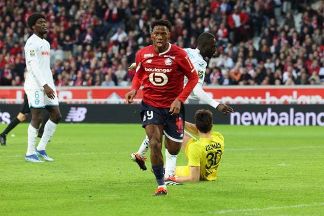 But de Jonathan DAVID (LOSC Lille) lors du match LOSC LILLE vs LE HAVRE, Ligue 1, Decathlon Arena stade Pierre Mauroy, le 17 fà vrier 2024 FOOTBALL : LOSC LILLE vs LE HAVRE - LIGUE 1 - 17 02 2024 LaurentSanson Panoramic