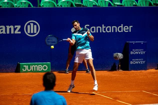 ATP 250 IEB ARGENTINA OPEN Marcel Granollers ESP hits a drive during the semifinal doubles match of the IEB Argentina Open played at the Guillermo Vilas Stadium in the Autonomous City of Buenos Aires, Argentina February 17, 2024 Ciudad Autonoma de Buenos Aires Argentina Copyright: xSantiagoxGomezxRocax