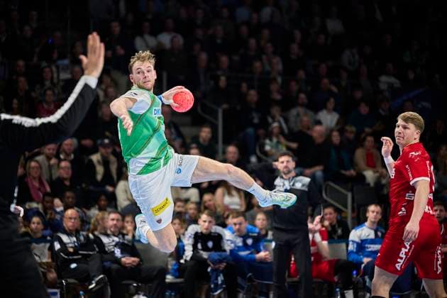 Mathias Gidsel Fuechse Berlin 19 , GER, Fuechse Berlin vs TBV Lemgo Lippe, Handball, 1 Bundesliga, Liqui Moly HBL, Men, 22 Matchday, Season 2023 24, 17 02 2024 GER, Fuechse Berlin vs TBV Lemgo Lippe, Handball, 1 Bundesliga, Liqui Moly HBL, Men, 22 Matchday, Season 2023 24, 17 02 2024 Berlin Copyright: xEibner-Pressefotox xClaudiusxRauchx EP_CRH