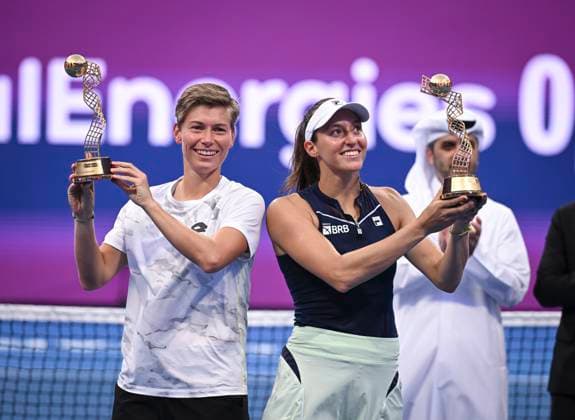 Qatar TotalEnergies Open 2024 Womens Double Final, Luisa Stefani BRA and Demi Schuurs NED vs Caroline Dolehide USA and Desire Krawczyk USA winners Luisa Stefani r, BRA and Demi Schuurs NED
