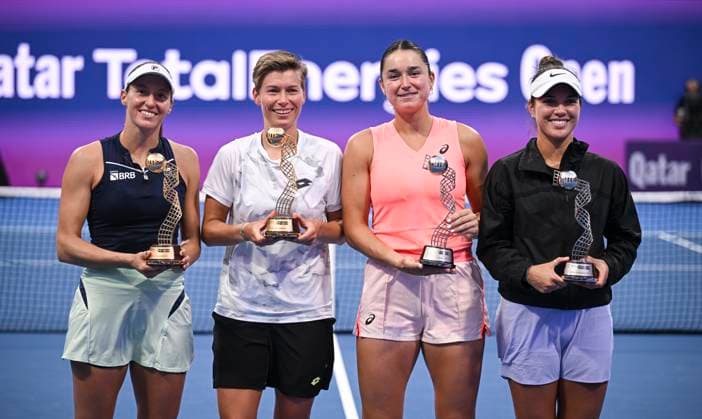 Qatar TotalEnergies Open 2024 Womens Double Final, Luisa Stefani BRA and Demi Schuurs NED vs Caroline Dolehide USA and Desire Krawczyk USA winners Luisa Stefani r, BRA and Demi Schuurs NED