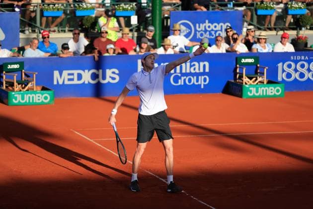 ATP 250 IEB ARGENTINA OPEN Nicolas Jarry CHI serves during the semifinal match of the IEB Argentina Open played between Carlos Alcaraz ESP vs Nicolas Jarry CHI at the Guillermo Vilas Stadium of the Lawn Tennis Club of the Ciudad Autonoma de Buenos Aires, Argentina February 17, 2024 Ciudad Autonoma de Buenos Aires Lawn Tennis Club Argentina Copyright: xSantiagoxGomezxRocax