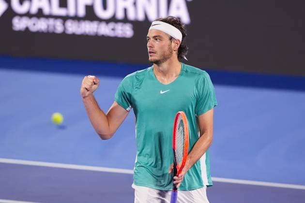 February 17, 2024, Delray Beach, Florida, United States: DELRAY BEACH, FL - FEBRUARY 17: Taylor Fritz (USA) celebrates during the semi-finals of the 2024 Delray Beach Open on February 17, 2024, at the Delray Beach Tennis Center in Delray Beach, FL. Delray Beach United States - ZUMApa3_ 0414748608st Copyright: xAndrewxPatronx