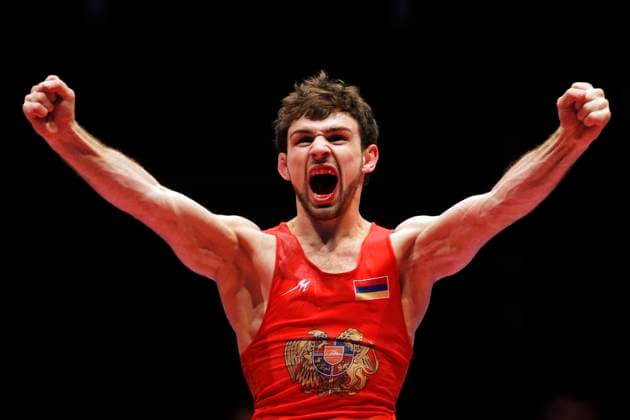 Sport Themen der Woche KW07 (240218) -- BUCHAREST, Feb. 18, 2024 -- Arsen Harutunyan of Armenia celebrates after defeating Muhammet Karavus of T¨¹rkiye in the final of men s freestyle wrestling 57kg category at the European Wrestling Championships in Bucharest, Romania, Feb. 17, 2024. (Photo by Cristian Cristel Xinhua) (SP)ROMANIA-BUCHAREST-EUROPEAN WRESTLING CHAMPIONSHIP ZhangxGaiping 