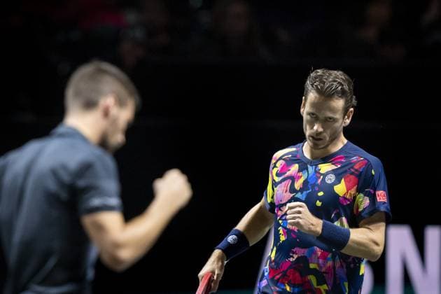 ROTTERDAM - Wesley Koolhof (NED) and Nikola Mektic (CRO) in action against Robin Haase and Botic van de Zandschulp on the last day of the ABN AMRO Open tennis tournament in Ahoy. ANP SANDER KONING ABN AMRO Open 2024 xVIxANPxSportx xxANPxIVx 491424950 originalFilename: 491424950.jpg