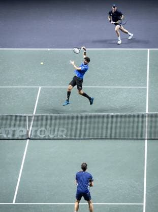 ROTTERDAM - Robin Haase and Botic van de Zandschulp in action against Wesley Koolhof (NED) and Nikola Mektic (CRO) on the last day of the ABN AMRO Open tennis tournament in Ahoy. ANP SANDER KONING ABN AMRO Open 2024 xVIxANPxSportx xxANPxIVx 491425004 originalFilename: 491425004.jpg