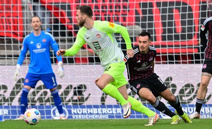 18 02 2024 Soccer season 2023 2024 2 Soccer Bundesliga 22 Matchday 1 FC Nürnberg FCN Club 1 FC Kaiserslautern FCK Roten Teufel Sportfoto Zink xwoxzix DFL regulations prohibit any use of photographs as image sequences and or quasi video only for editorial use Boris Tomiak 2, 1 FC Kaiserslautern FCK Jens Castrop 17, 1 FC Nürnberg FCN