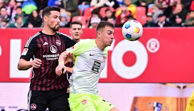 18 02 2024 Soccer Season 2023 2024 2 Soccer Bundesliga 22 Matchday 1 FC Nürnberg FCN Club 1 FC Kaiserslautern FCK Roten Teufel Sportfoto Zink xwoxzix DFL regulations prohibit any use of photographs as image sequences and or quasi video only for editorial use Ahmet Gürleyen Guerleyen 3, 1 FC Nürnberg FCN Filip Kaloc 26, 1 FC Kaiserslautern FCK