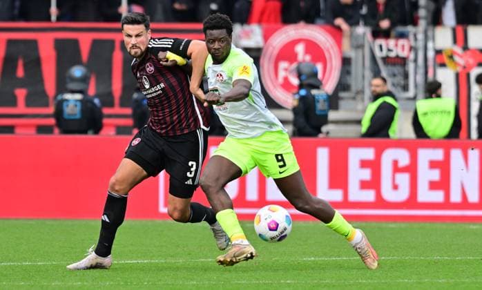 18 02 2024 Soccer Season 2023 2024 2 Soccer Bundesliga 22 Matchday 1 FC Nürnberg FCN Club 1 FC Kaiserslautern FCK Roten Teufel Sportfoto Zink xwoxzix DFL regulations prohibit any use of photographs as image sequences and or quasi video only for editorial use Ahmet Gürleyen Guerleyen 3, 1 FC Nürnberg FCN Ragnar Ache 9, 1 FC Kaiserslautern FCK