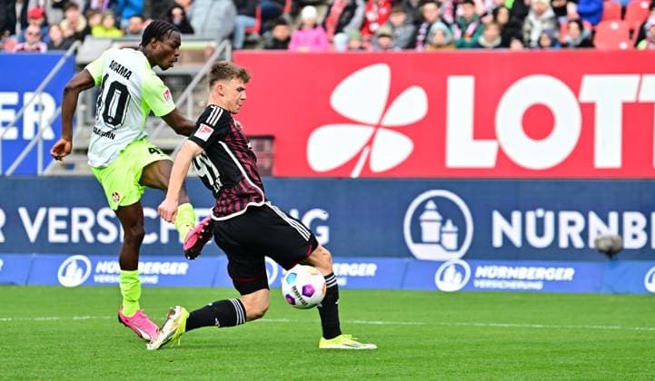 18 02 2024 Soccer Season 2023 2024 2 Soccer Bundesliga 22 Matchday 1 FC Nürnberg FCN Club 1 FC Kaiserslautern FCK Roten Teufel Sportfoto Zink xwoxzix DFL regulations prohibit any use of photographs as image sequences and or quasi video only for editorial use Dickson Abiama 40, 1 FC Kaiserslautern FCK Finn Jeltsch 44, 1 FC Nürnberg FCN Chance Torchance