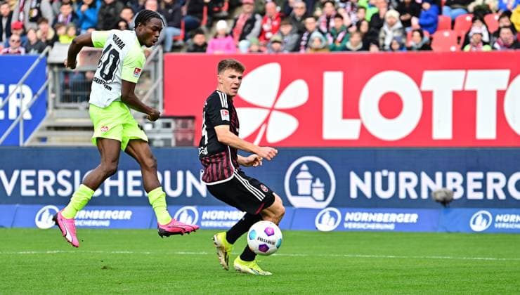18 02 2024 Soccer Season 2023 2024 2 Soccer Bundesliga 22 Matchday 1 FC Nürnberg FCN Club 1 FC Kaiserslautern FCK Roten Teufel Sportfoto Zink xwoxzix DFL regulations prohibit any use of photographs as image sequences and or quasi video only for editorial use Dickson Abiama 40, 1 FC Kaiserslautern FCK Finn Jeltsch 44, 1 FC Nürnberg FCN Chance Torchance