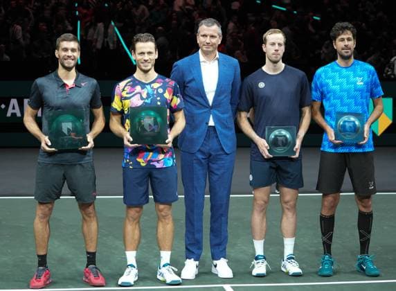 Nikola MektiÄ‡ of CROATIE ,Wesley Koolhof of Nederland and Botic van de Zandschulp , Robin Haase of Nederlandt Finale Double during the ABN Amro Open 2024, ATP, Tennis Herren 500 tennis tournament on February 16, 2024 in Rotterdam, Netherlands TENNIS : ABN Amro Open 2024 - Rotterdam - 18 02 2024 LaurentLairys Panoramic 