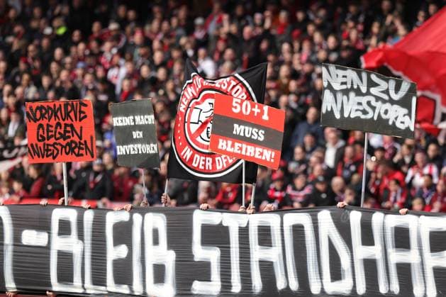 18 02 2024 Soccer Season 2023 2024 2 Soccer Bundesliga 22 Matchday 1 FC Nürnberg FCN Club 1 FC Kaiserslautern FCK Roten Teufel Sportfoto Zink DaMa xdaxmax DFL regulations prohibit any use of photographs as image sequences and or quasi video only for editorial use Clubfan Clubfans FCN Fans Fans protest inside the stadium during the match with banners banners signs and flags against the DFL and the planned investor entry