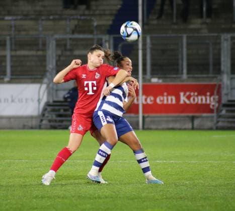 18 02 2024, xgrfx, Fussball 1 Bundesliga Damen, MSV Duisburg Damen 1 FC Köln Damen emspor, v l Vanessa Fürst MSV Duisburg DFL DFB REGULATIONS PROHIBIT ANY USE OF PHOTOGRAPHS as IMAGE SEQUENCES and or QUASI VIDEO Duisburg