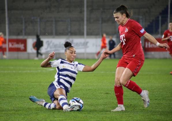 18 02 2024, xgrfx, Fussball 1 Bundesliga Damen, MSV Duisburg Damen 1 FC Köln Damen emspor, v l Vanessa Fürst MSV Duisburg DFL DFB REGULATIONS PROHIBIT ANY USE OF PHOTOGRAPHS as IMAGE SEQUENCES and or QUASI VIDEO Duisburg