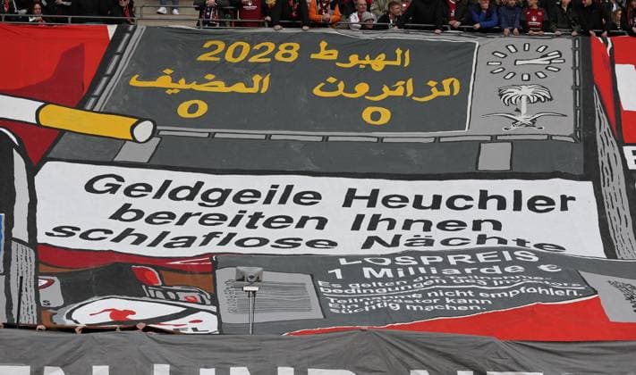 18 02 2024 Soccer Season 2023 2024 2 Soccer Bundesliga 22 Matchday 1 FC Nürnberg FCN Club 1 FC Kaiserslautern FCK Roten Teufel Sportfoto Zink DaMa xdaxmax DFL regulations prohibit any use of photographs as image sequences and or quasi video only for editorial use Choreografie der Clubfan Clubfans FCN Fans Fans against investors in the DFL Protest Geldgeile Heuchler bereiten Ihnen schlaflose Nächte