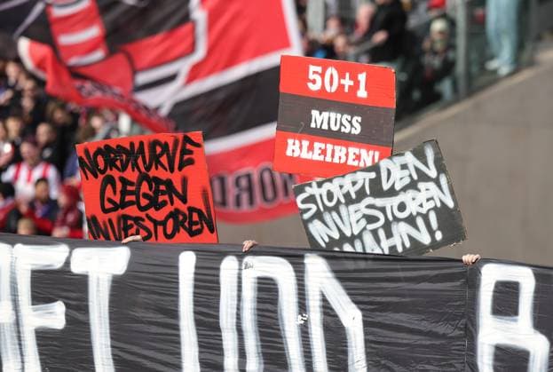 18 02 2024 Soccer Season 2023 2024 2 Soccer Bundesliga 22 Matchday 1 FC Nürnberg FCN Club 1 FC Kaiserslautern FCK Roten Teufel Sportfoto Zink DaMa xdaxmax DFL regulations prohibit any use of photographs as image sequences and or quasi video only for editorial use Clubfan Clubfans FCN Fans Fans protest inside the stadium during the match with banners banners signs and flags against the DFL and the planned investor entry