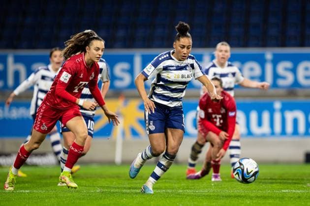 Google Pixel Frauen Bundesliga 14 Spieltag MSV Duisburg 1 FC Köln 18 02 2024 Natalia Padilla Bidas 1 FC Köln, 22 , Fürst Vanessa MSV Duisburg, 8 Google Pixel Frauen Bundesliga 14 Spieltag MSV Duisburg 1 FC Köln Schauinsland Reisen Arena Duisburg 18 02 2024 DFB DFL REGULATIONS PROHIBIT ANY USE OF PHOTOGRAPHS AS IMAGE SEQUENCES AND OR QUASI VIDEO Copyright: xBEAUTIFULxSPORTS Buriakovx