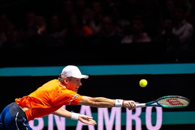 2024-02-18 ABN AMRO Open 2024 - Day 7 ROTTERDAM, NETHERLANDS - FEBRUARY 18: Alex de Minaur of Australia in action during Day 7 of the ABN AMRO Open 2024 at Ahoy on February 18, 2024 in Rotterdam, Netherlands. (Photo by Joris Verwijst BSR Agency) Rotterdam Netherlands Content not available for redistribution in The Netherlands directly or indirectly through any third parties. Copyright: xBSRxAgencyx de Minaur of Australia in action during Day 7 of the ABN AMRO Open 2024 at Ahoy on February 18, 2024 in Rotterdam, Netherlands. (Photo by Joris Verwijst BSR Agency) Rotterdam Netherlands Content not available for redistribution in The Netherlands directly or indirectly through any third parties. Copyright: xJorisxVerwijstx