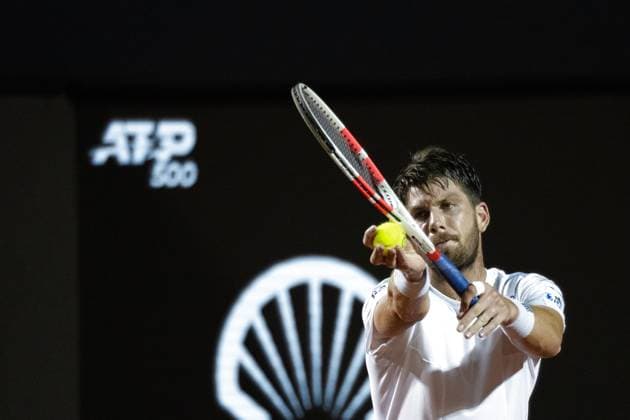 (240220) -- RIO DE JANEIRO, Feb. 20, 2024 -- Cameron Norrie of Britain serves to Hugo Dellien of Bolivia during the round 32 at the 2024 ATP500 Rio Open at Jockey Club Brasileiro in Rio de Janeiro, Brazil, Feb. 19, 2024. ) (SP)BRAZIL-RIO DE JANEIRO-TENNIS-ATP500-RIO OPEN WangxTiancong 