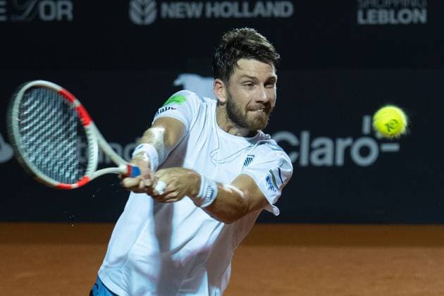 (240220) -- RIO DE JANEIRO, Feb. 20, 2024 -- Cameron Norrie of Britain hits a return to Hugo Dellien of Bolivia during the round 32 at the 2024 ATP500 Rio Open at Jockey Club Brasileiro in Rio de Janeiro, Brazil, Feb. 19, 2024. ) (SP)BRAZIL-RIO DE JANEIRO-TENNIS-ATP500-RIO OPEN WangxTiancong 