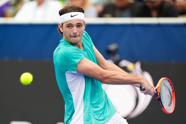 DELRAY BEACH, FL - FEBRUARY 19: Taylor Fritz (USA) in action wins the 2024 Delray Beach Open on February 19, 2024, at the Delray Beach Tennis Center in Delray Beach, FL. Copyright: xAndrewxPatronx
