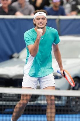 DELRAY BEACH, FL - FEBRUARY 19: Taylor Fritz (USA) celebrates winning the 2024 Delray Beach Open on February 19, 2024, at the Delray Beach Tennis Center in Delray Beach, FL. Copyright: xAndrewxPatronx