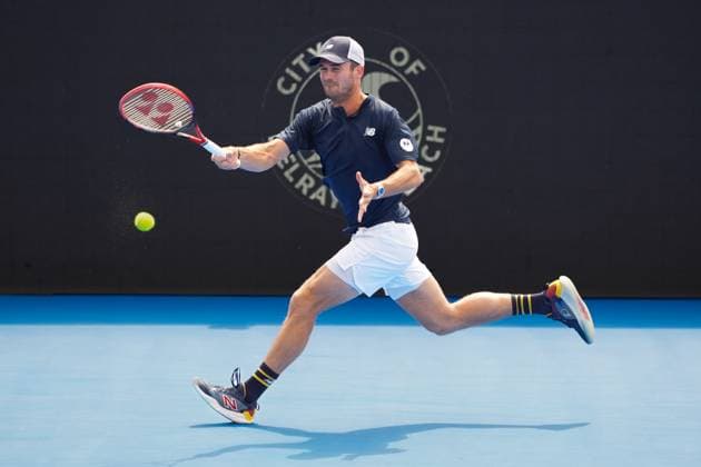 DELRAY BEACH, FL - FEBRUARY 19: Tommy Paul (USA) in action during the finals of the 2024 Delray Beach Open on February 19, 2024, at the Delray Beach Tennis Center in Delray Beach, FL. Copyright: xAndrewxPatronx