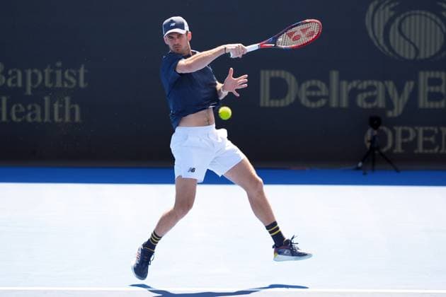 DELRAY BEACH, FL - FEBRUARY 19: Tommy Paul (USA) in action during the finals of the 2024 Delray Beach Open on February 19, 2024, at the Delray Beach Tennis Center in Delray Beach, FL. Copyright: xAndrewxPatronx